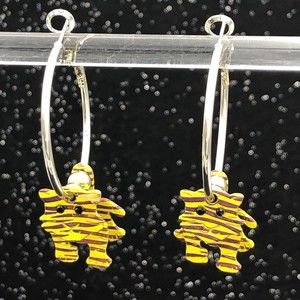 LSU Purple & Yellow Stripe Tiger Body Hoop Earrings